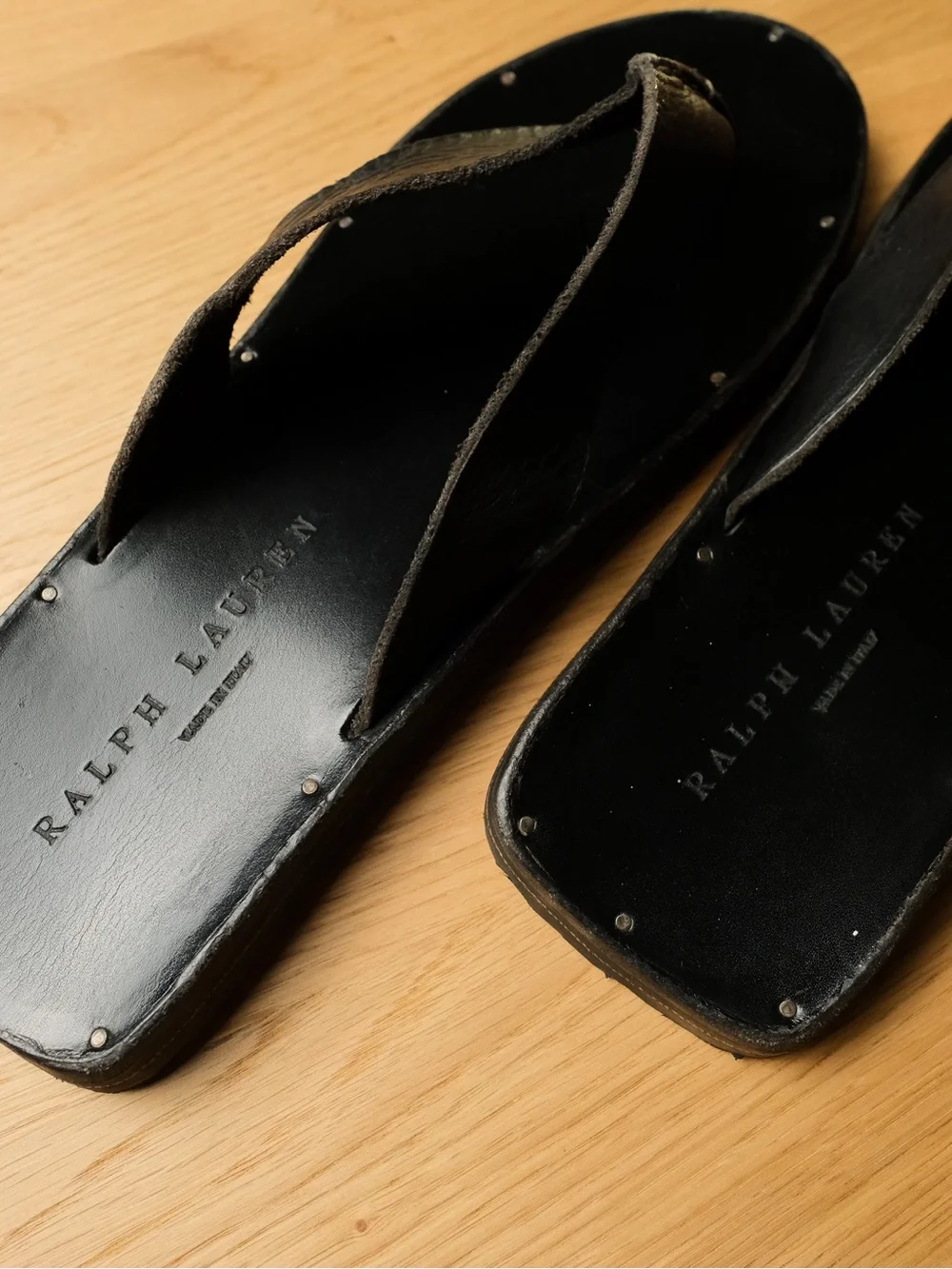 Ralph Lauren Collection Made in Italy Leather Toe-Post Sandals made in Italy